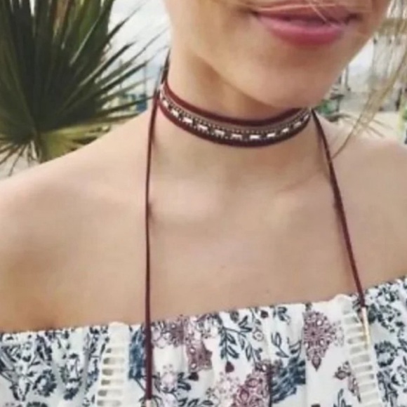 NIB- Jen Atkin x Chloe + Isabel Deep Crimson & Crystal : Gold Jewels Necklace - Picture 1 of 7